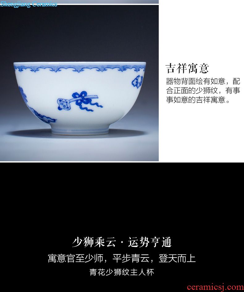 Santa teacups hand-painted ceramic kungfu jingdezhen blue and white goes well with the phoenix peony grains heart cup sample tea cup tea sets