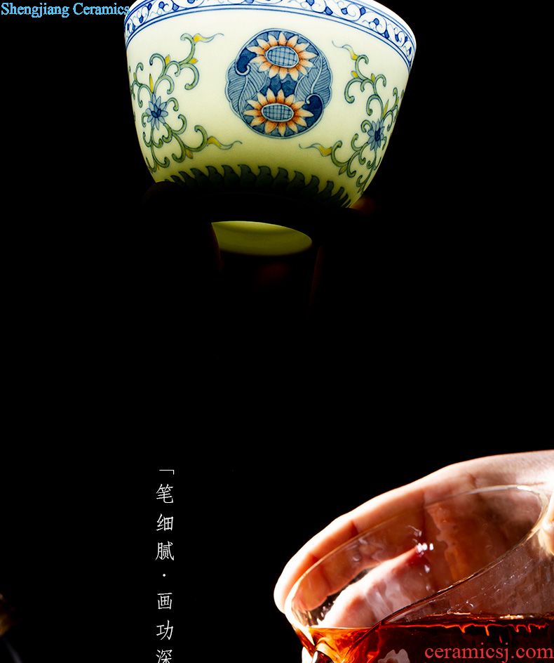Santa teacups hand-painted ceramic kungfu pastel mountain division ji snow lying fa cup all hand cups of jingdezhen tea service master