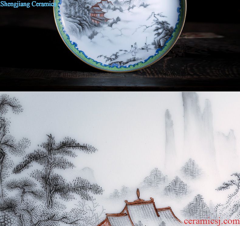 The big step bearing hand-painted ceramic pot imitation king to make tea tea bearing plate all hand jingdezhen blue and white dharma tea accessories