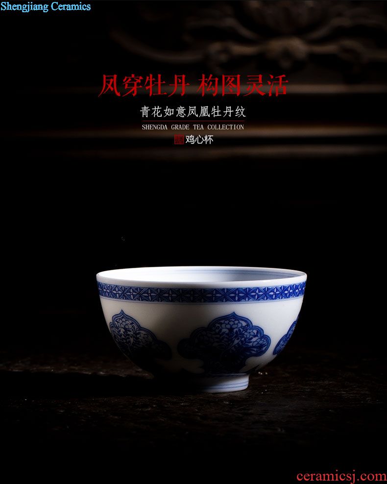 Santa teacups hand-painted ceramic kungfu blue lion less grain - cup sample tea cup pure manual of jingdezhen tea service master