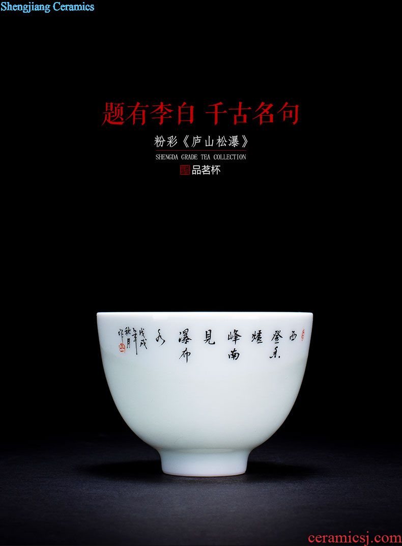 Santa teacups hand-painted ceramic kungfu freehand brushwork in traditional Chinese blue and white heron figure straight mug sample tea cup jingdezhen tea service