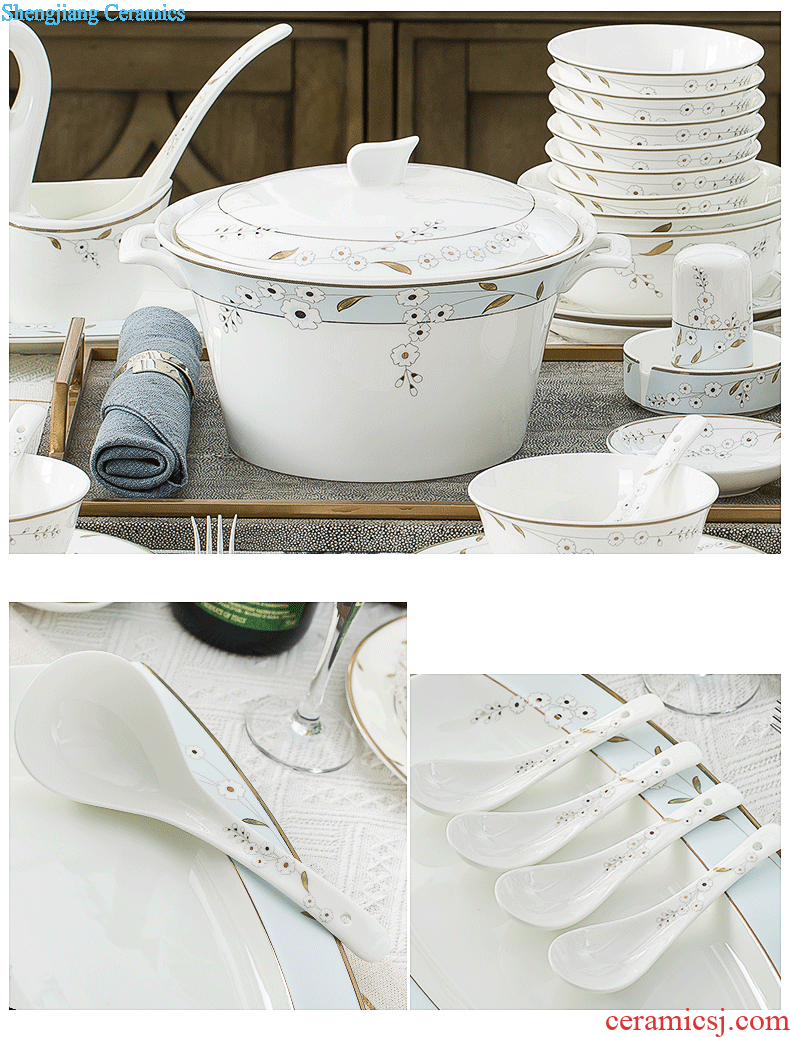 Far - Chinese dishes suit household Jingdezhen porcelain tableware suit 56 bone head bowl chopsticks dishes ceramics