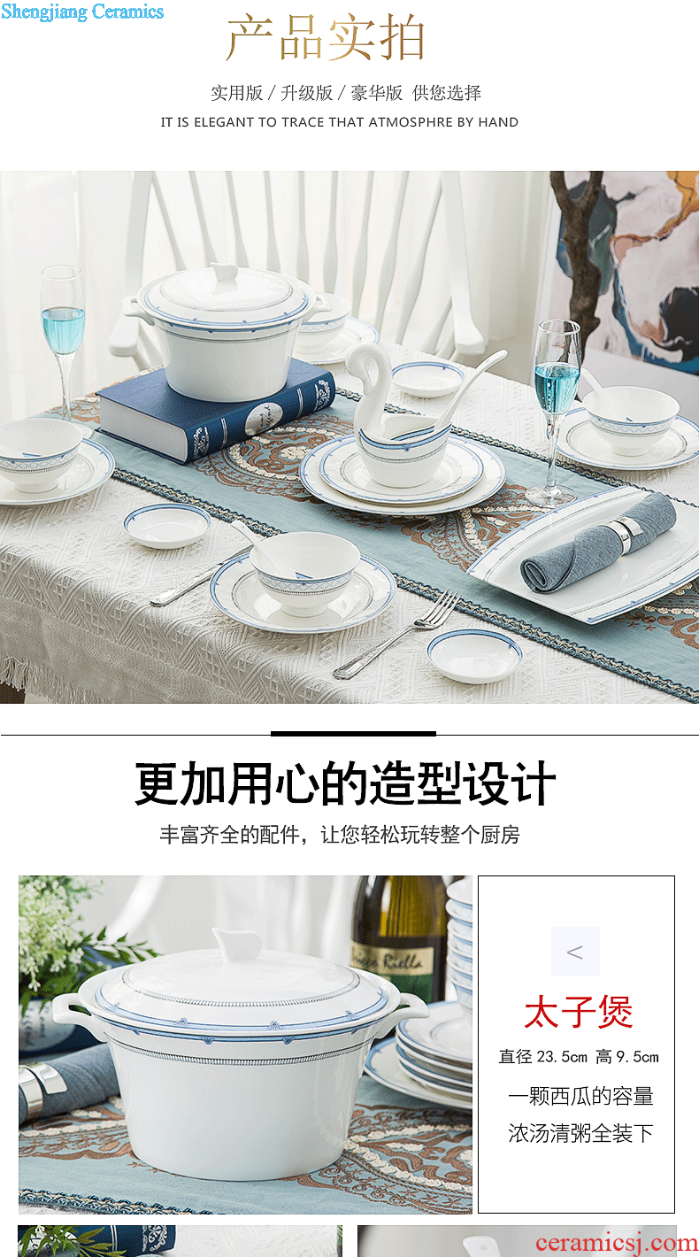 High-grade jingdezhen blue and white porcelain tableware in-glazed suits Bone bowls disc suit household of Chinese style classical dishes