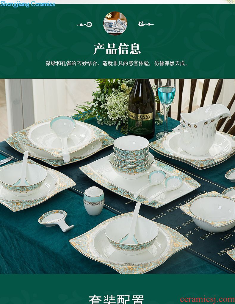 High-grade jingdezhen porcelain suits Home dishes suit 60 skull porcelain tableware dishes plates wedding gifts