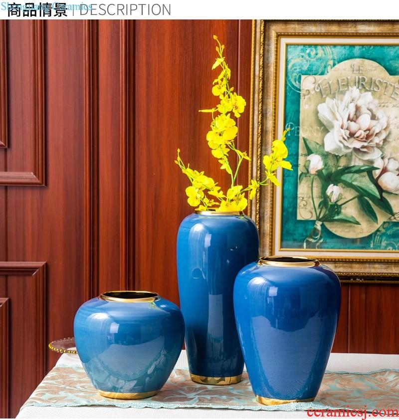 Jingdezhen ceramics Hand-painted glaze color antique kiln crack under glaze blue and white porcelain vases, the sitting room of Chinese style furnishing articles