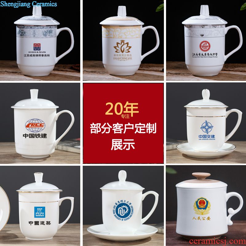 Jingdezhen ceramic cups with cover filter tea cup men's and women's individual office water shadow blue gift porcelain cup