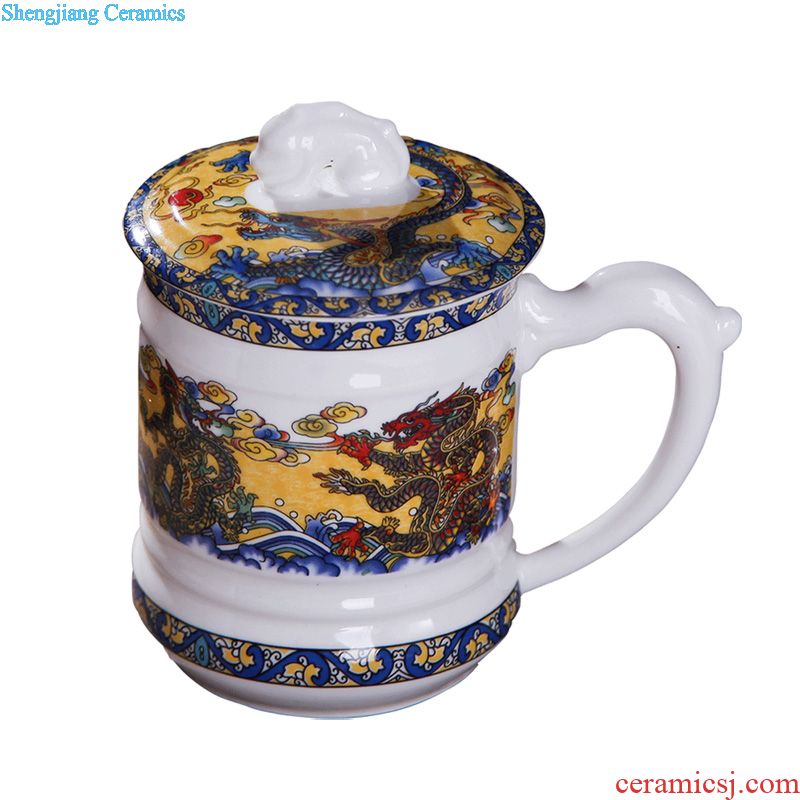 Jingdezhen filtering hand-painted ceramic cups with cover large ceramic cups water glass tea cup set office