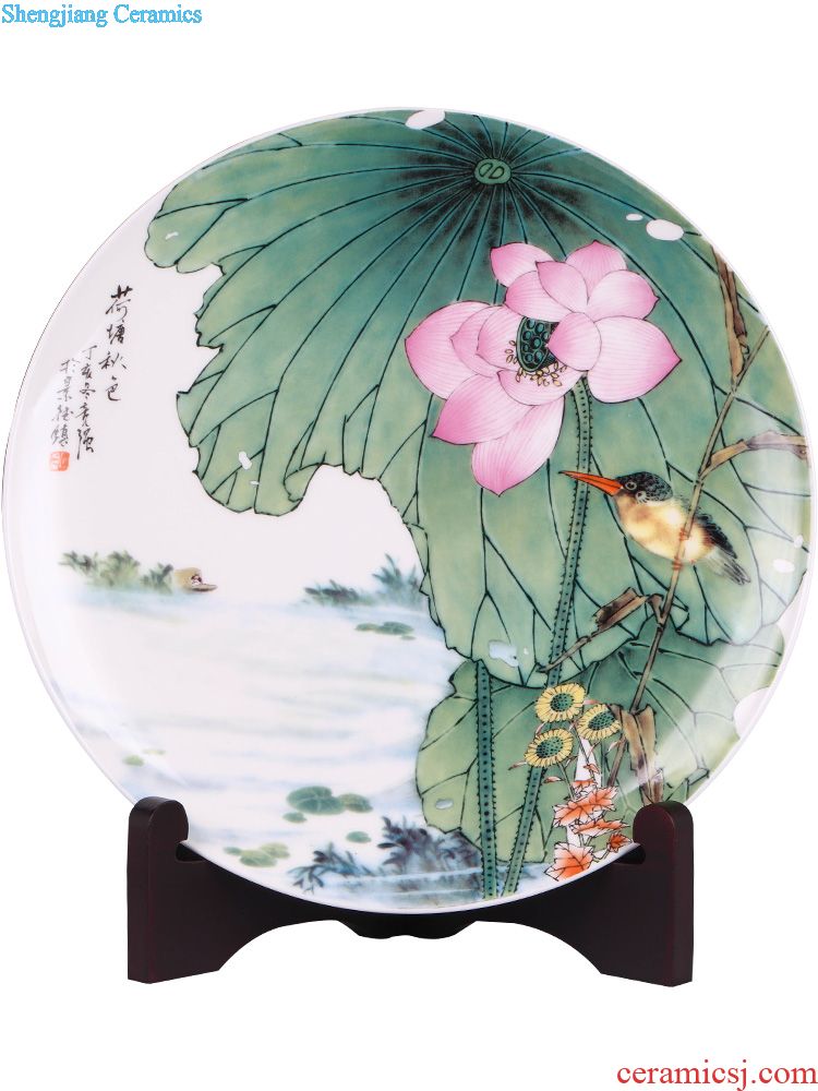 Jingdezhen ceramics hang dish sitting room of Chinese style household furnishing articles hand-painted lotus TV ark adornment wedding gift