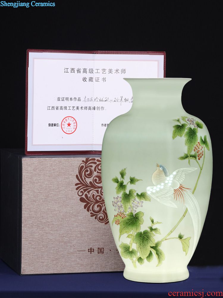 Jingdezhen ceramics vase imitation qing qianlong flower is blue and white porcelain dragon pomegranate bottles of sitting room adornment is placed