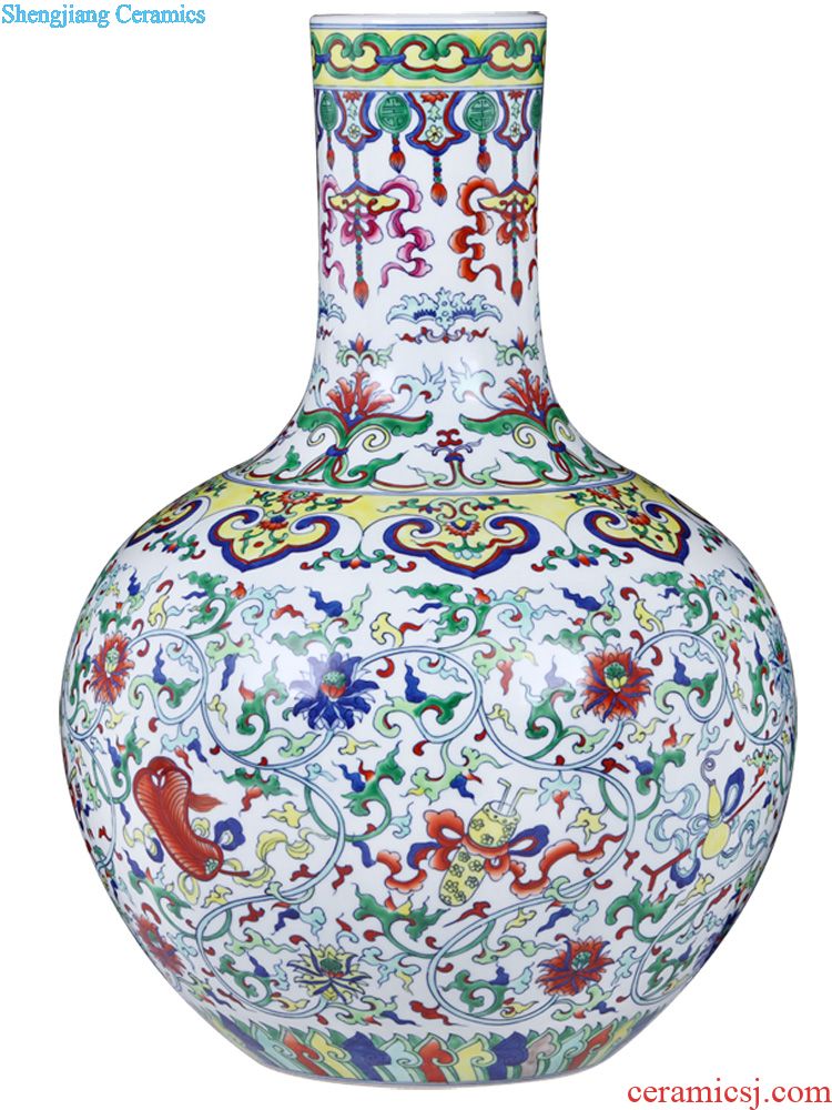 Jingdezhen ceramic vase furnishing articles large famous hand-painted ziyun fragrance new Chinese style home sitting room adornment