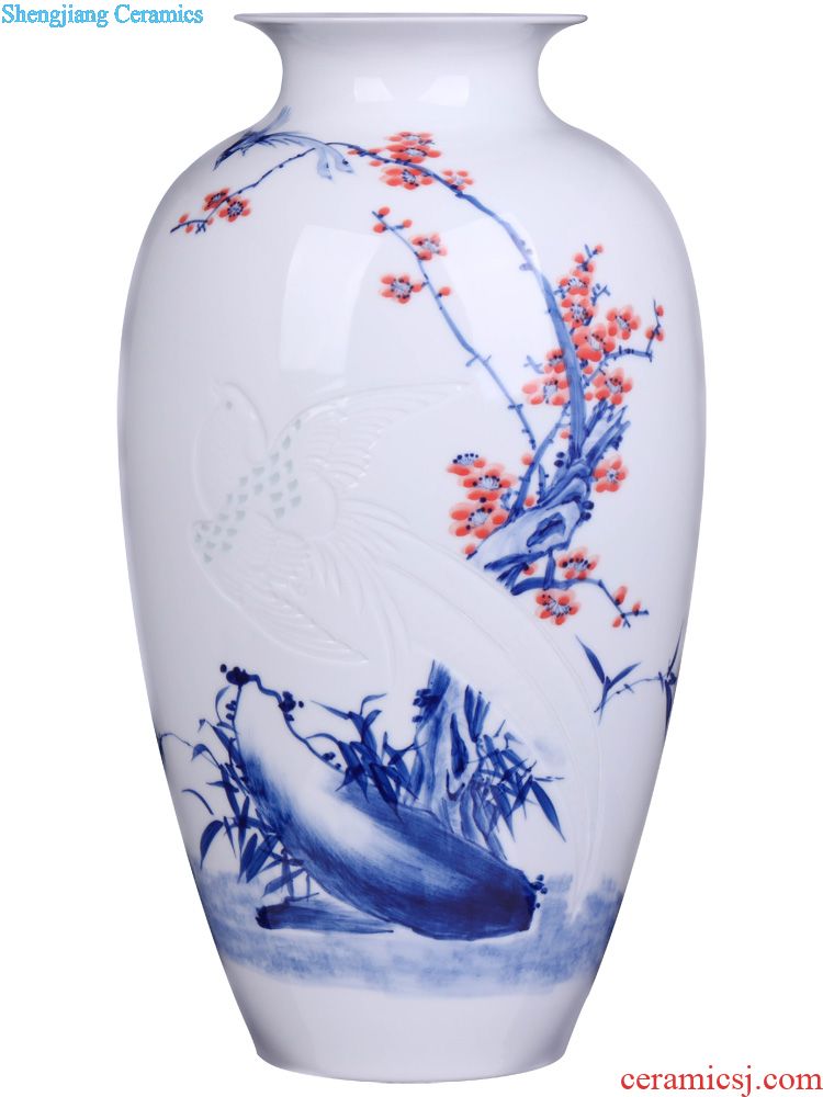 Jingdezhen ceramics furnishing articles antique blue and white porcelain vase auspicious sweet figure sitting room of Chinese style household crafts