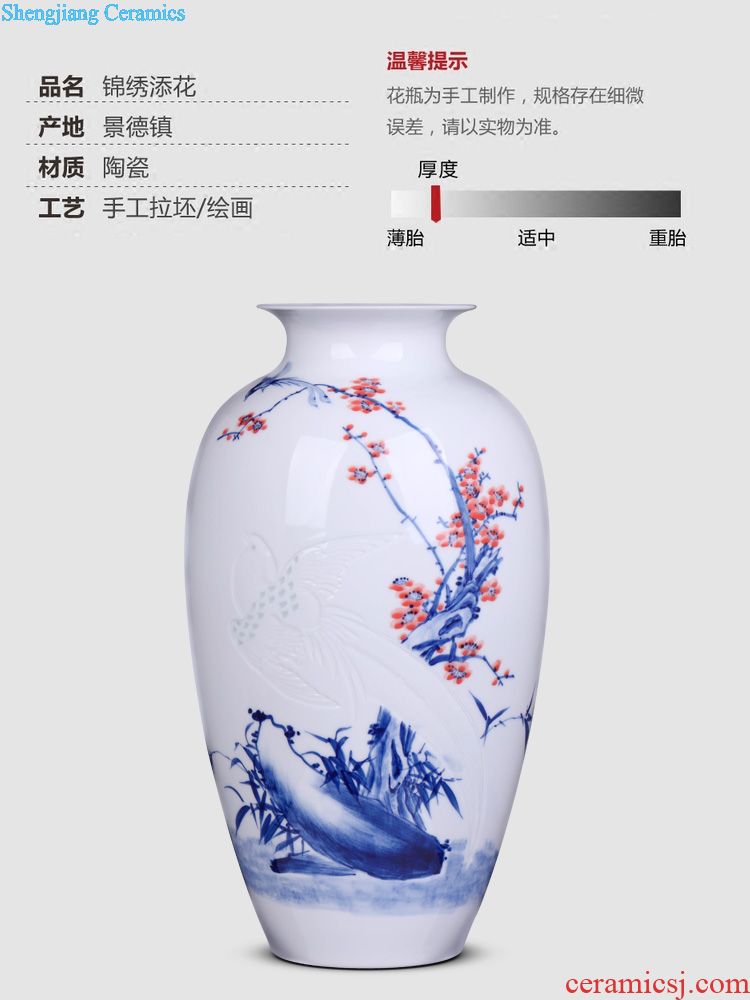 Jingdezhen ceramics furnishing articles antique blue and white porcelain vase auspicious sweet figure sitting room of Chinese style household crafts