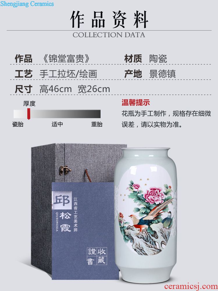 Jingdezhen ceramics furnishing articles hand-painted fragrant lotus vase sitting room porch TV ark of Chinese style household adornment ornament