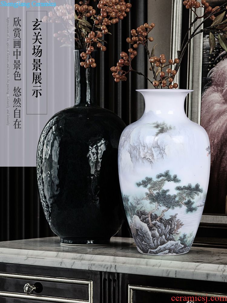 Jingdezhen ceramics powder blue glaze vase qianlong fuels the binaural pomegranate bottles of home sitting room adornment is placed