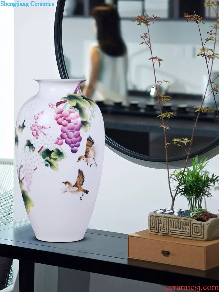 Grilled jingdezhen ceramics furnishing articles imitation qing qianlong pastel flowers mei bottles of dried flower vases, house sitting room adornment ornament