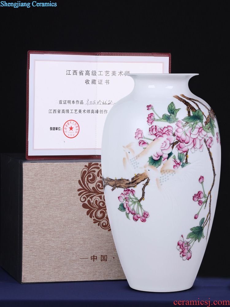 Jingdezhen ceramics vase archaize qianlong powder blue glaze colour gall bladder Chinese style household decorates porch place