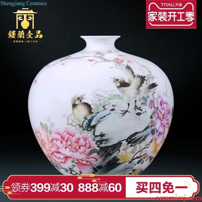 Jingdezhen ceramics imitation qing qianlong cornucopia ears dragon cylinder new Chinese vase sitting room aquarium furnishing articles writing brush washer