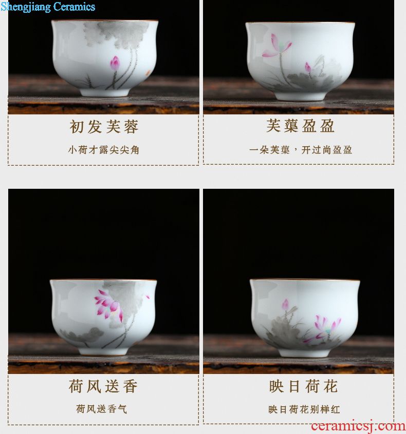Three frequently hand-painted kiln master cup single cup Jingdezhen ceramic tea set sample tea cup cup S42163 kung fu