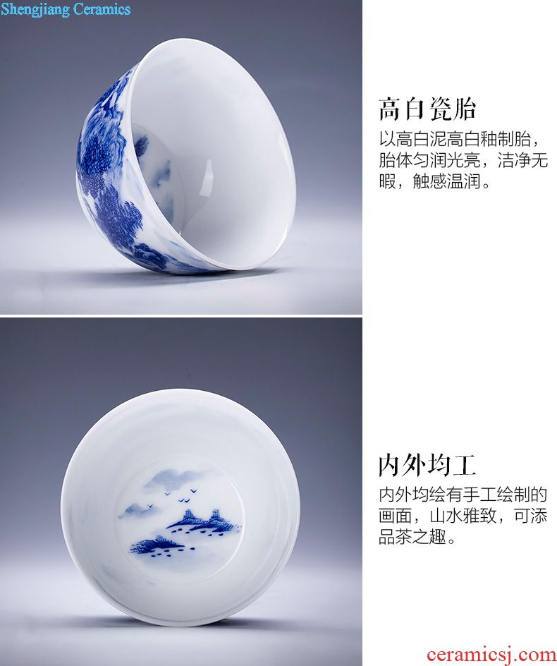 St big ceramic cover set hand-painted porcelain enamel CaiTuan landscapes pattern lid manually jingdezhen tea set with zero