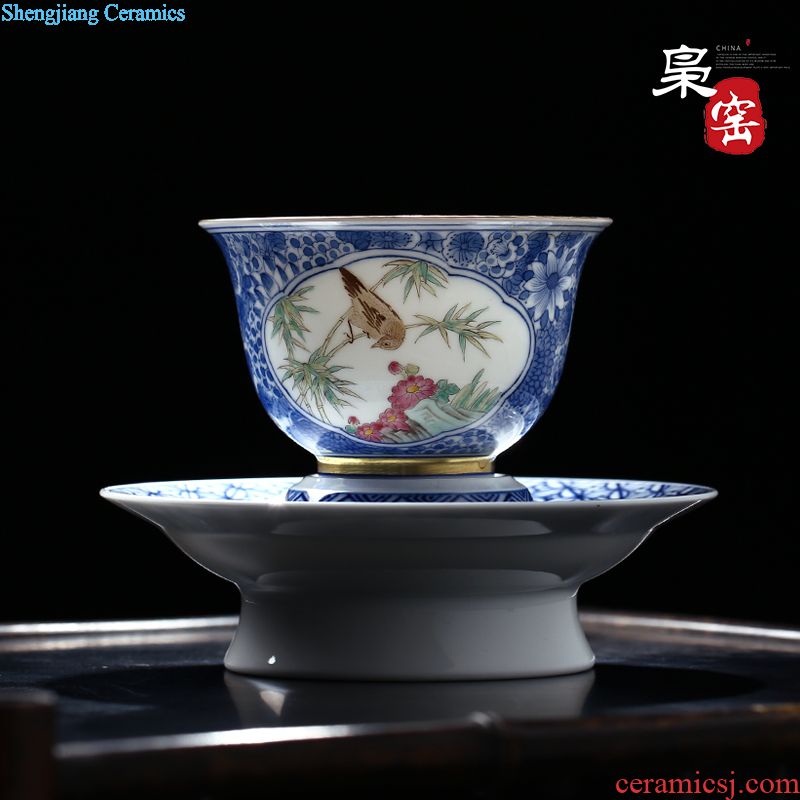 Jingdezhen thread colored enamel porcelain sample tea cup hand-painted paint masters cup golden lion noggin single cup by hand