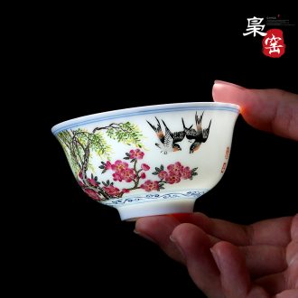 Jingdezhen thread weaving masters cup Ceramic kung fu tea set large single cup sample tea cup Hand painted dragon individual cup