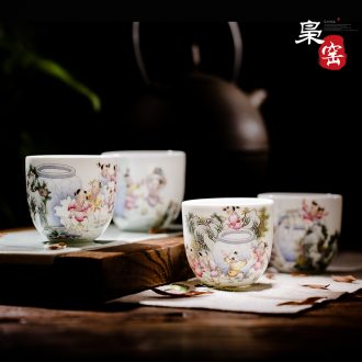 Owl kiln jingdezhen hand-painted ceramic tureen tea antique teacup youligong longfeng for handmade quality