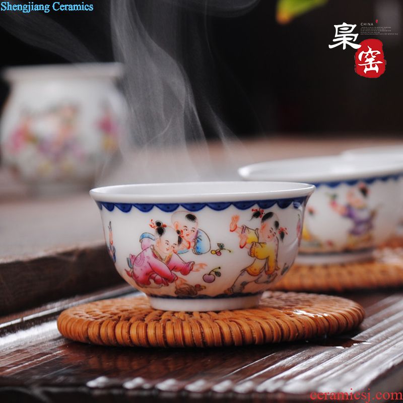 Owl kiln XY - CJ287C flowers don't open hand-painted ceramic tea holder Kung fu tea tea ceremony Tea spoon teaspoon