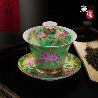 Jingdezhen ceramic your kiln azure cracked pot home teapot hand-painted color ink girder pot of tea by hand
