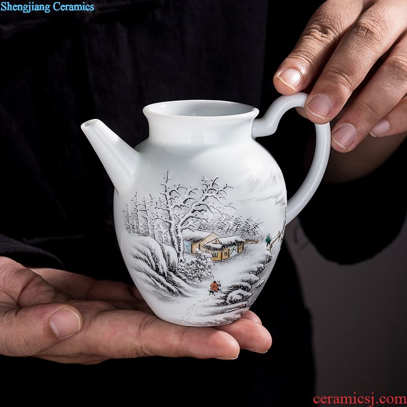 Jingdezhen ceramic tea set A complete set of tea hand-painted enamel teapot Home of kung fu tea cups
