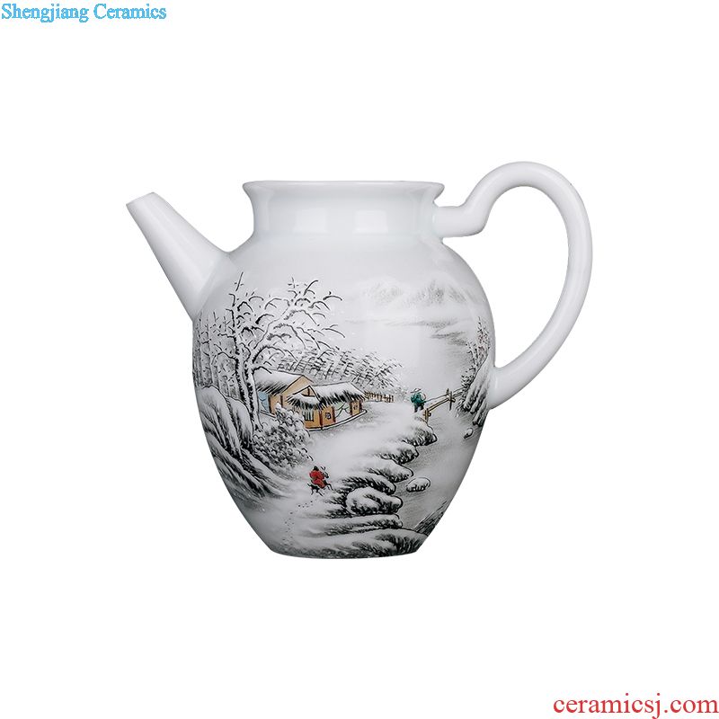 Jingdezhen ceramic tea set A complete set of tea hand-painted enamel teapot Home of kung fu tea cups