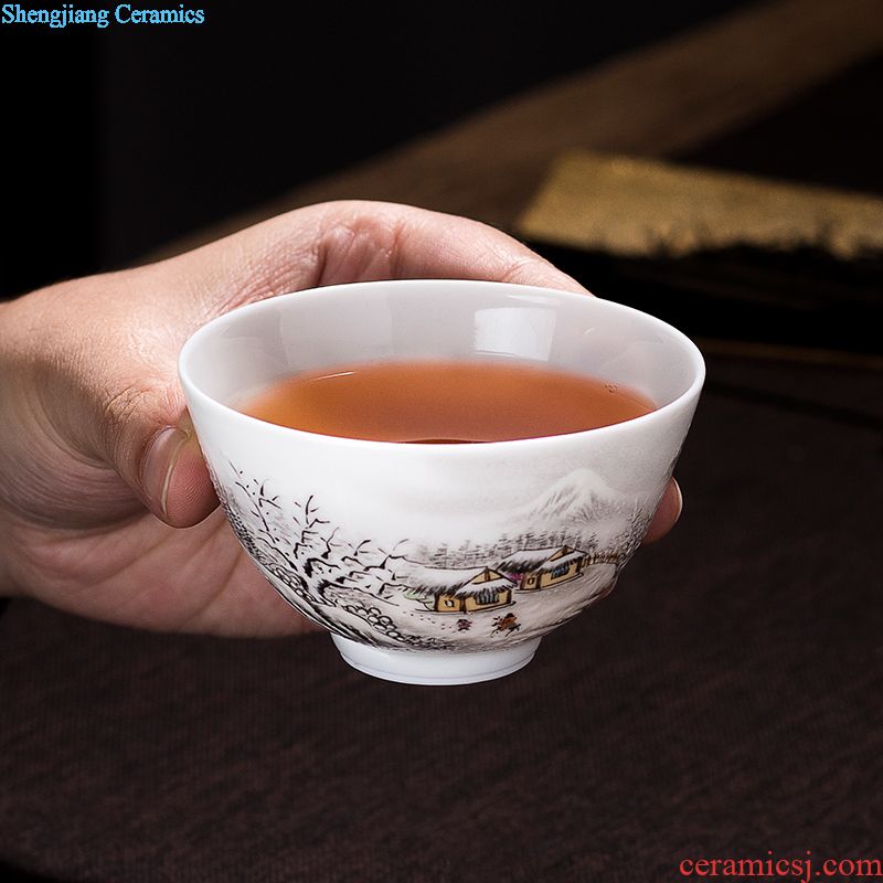 Manual jingdezhen ceramic kung fu tea cup single cup color thread flower sample tea cup hand-painted personal small tea cups