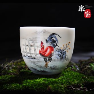 Jingdezhen ceramic cups with cover glass office Large tea cup hand-painted colored enamel glass cup meeting