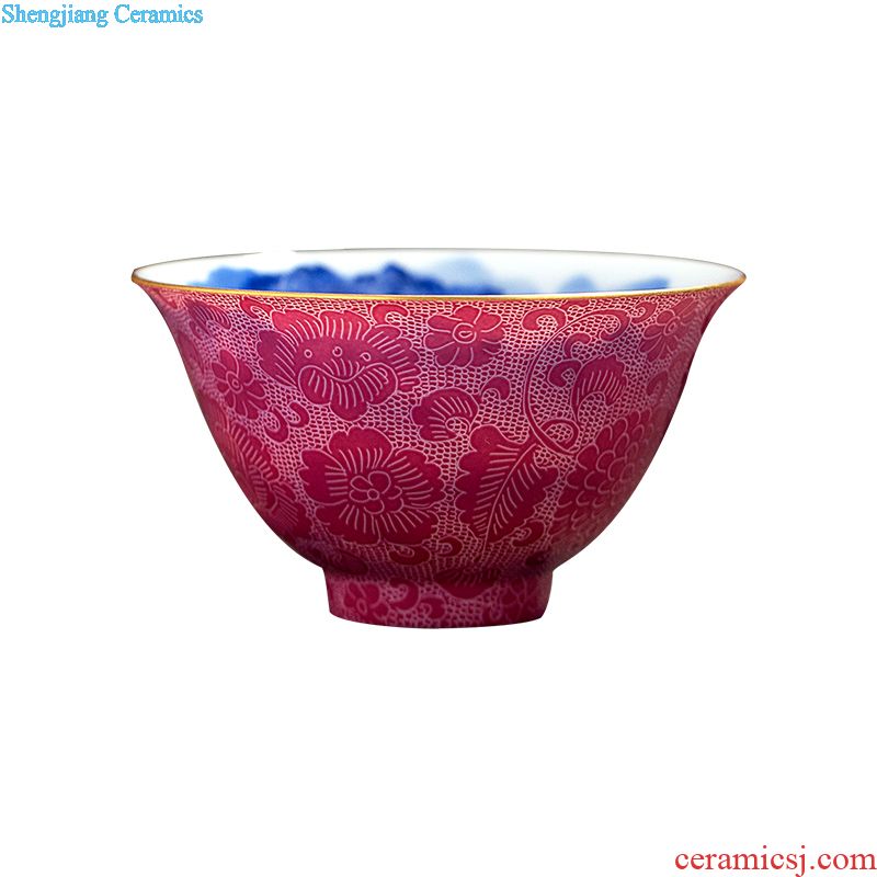 Jingdezhen ceramic) filter hand-painted pastel kung fu tea tea accessories Colored enamel tea filter network frame