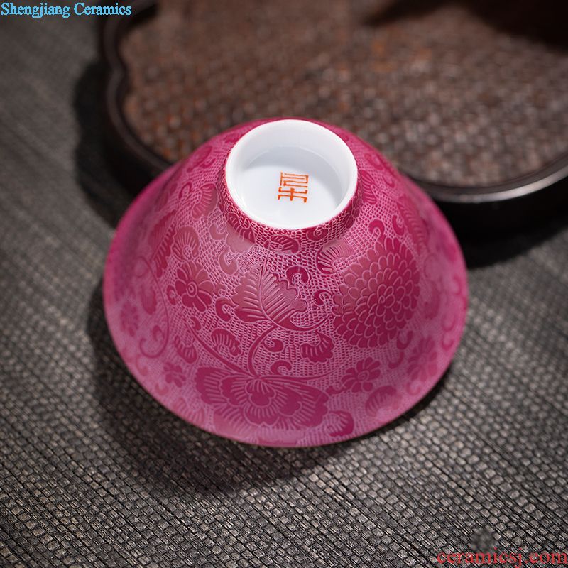 Jingdezhen ceramic) filter hand-painted pastel kung fu tea tea accessories Colored enamel tea filter network frame