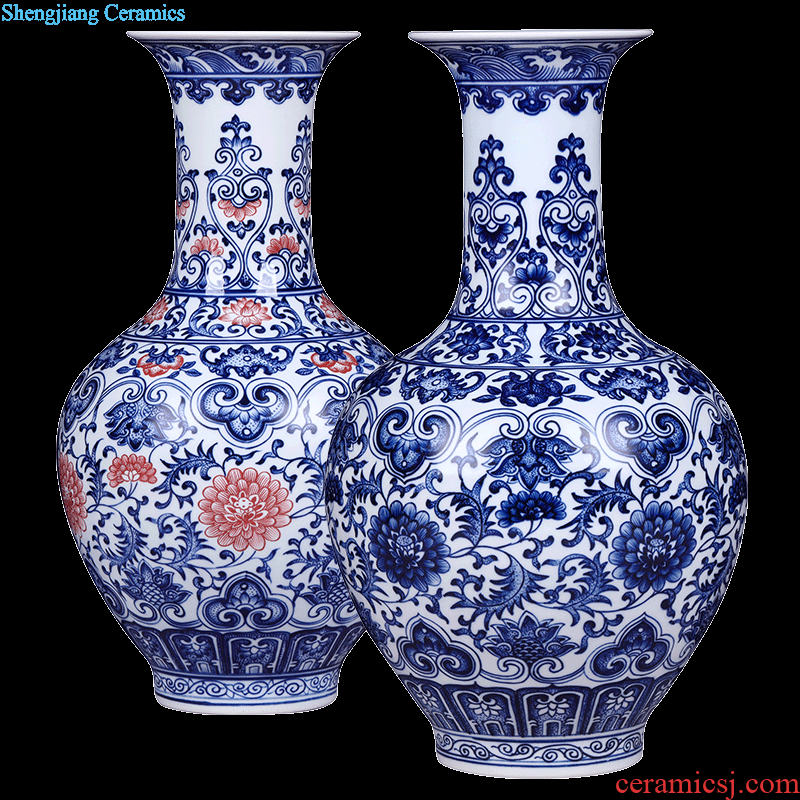 Jingdezhen ceramics vase large red and bright wax gourd bottle of Chinese style household furnishing articles sitting room arranging flowers adorn article