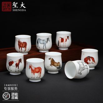 A clearance rule Blue-and-white ceramics kung fu tea sample tea cup ssangyong wear flower ruyi cup of jingdezhen tea service master