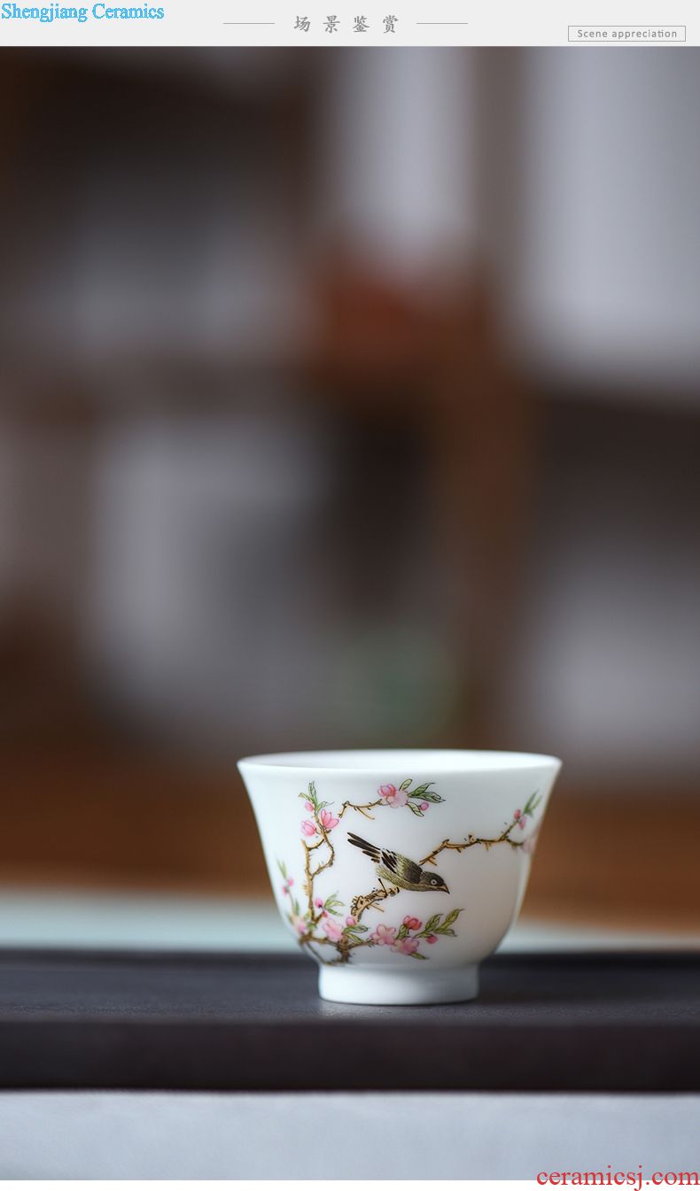 Jingdezhen hand-painted pastel noggin sample tea cup small kung fu tea cups magpie on plum cup tea set