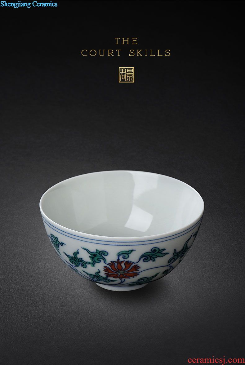 Jingdezhen hand-painted pastel master cup small sample tea cup single cup painting of flowers and small kung fu tea cups beaming