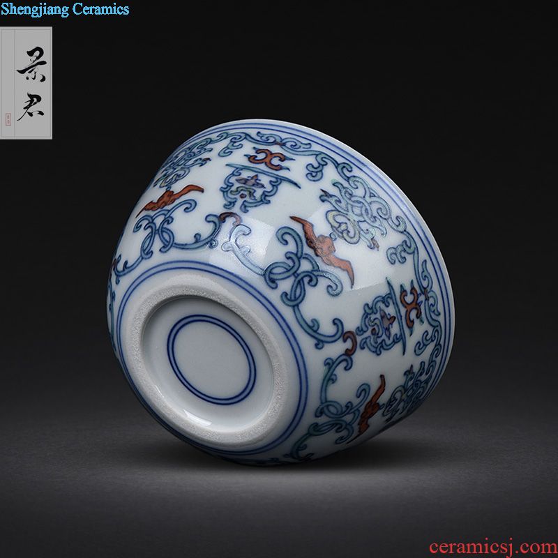 Jingdezhen hand-painted pastel noggin master cup single cup sample tea cup small kung fu tea set xi mei tip cup on