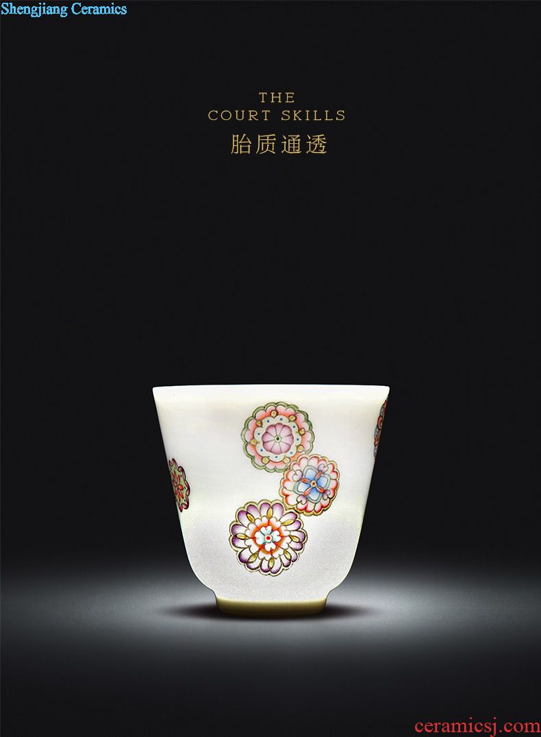 Jingdezhen JingJunChun manual color ink master cup painting of flowers and bamboo fun sample tea cup small kung fu tea cups
