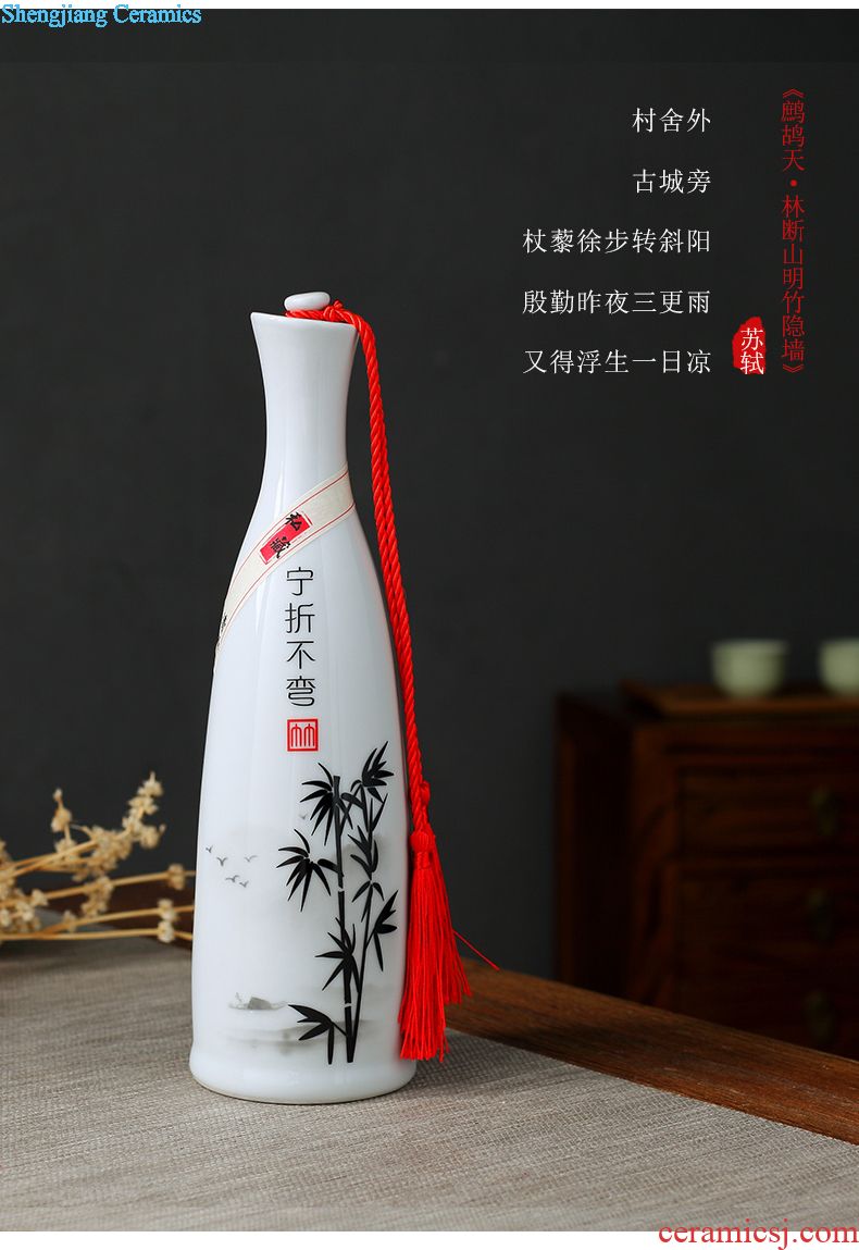Jingdezhen ceramic jar of archaize seal wine wine jar Bai Cun it household GuanPing 20/30/50 kg