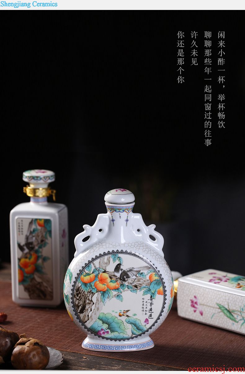 Jingdezhen ceramic jars to save it seal wine pot antique bottles with tap 10 jins 20 home