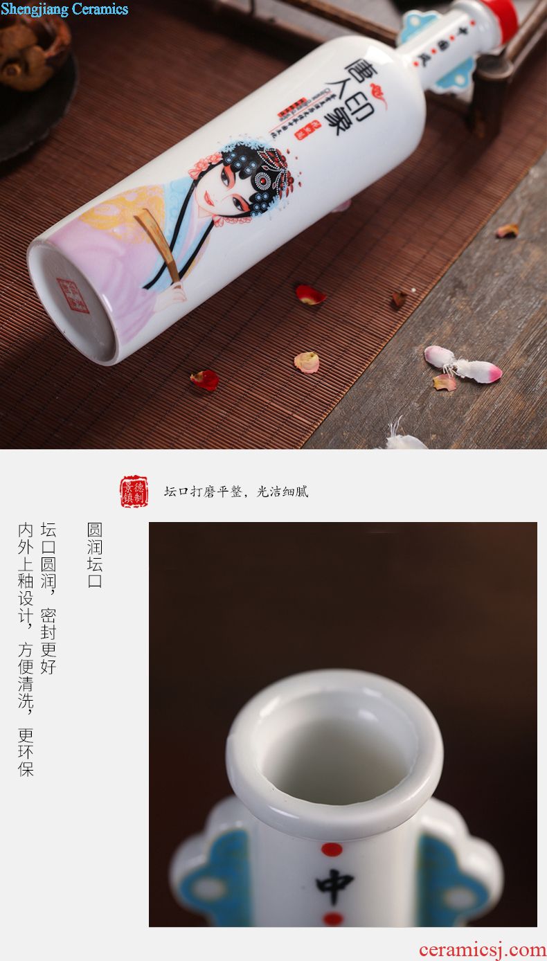 Hand-painted jingdezhen ceramic barrel ricer box 40 kg pack household moistureproof cylinder cylinder tank storage rice jar with cover