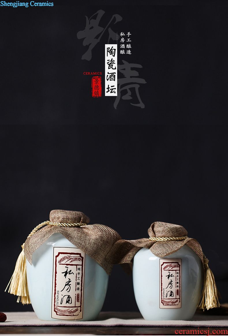 Jingdezhen ceramic barrel 25 kg with cover 50 kg ricer box storage tank brewing tea cake cylinder cylinder cylinder tank household
