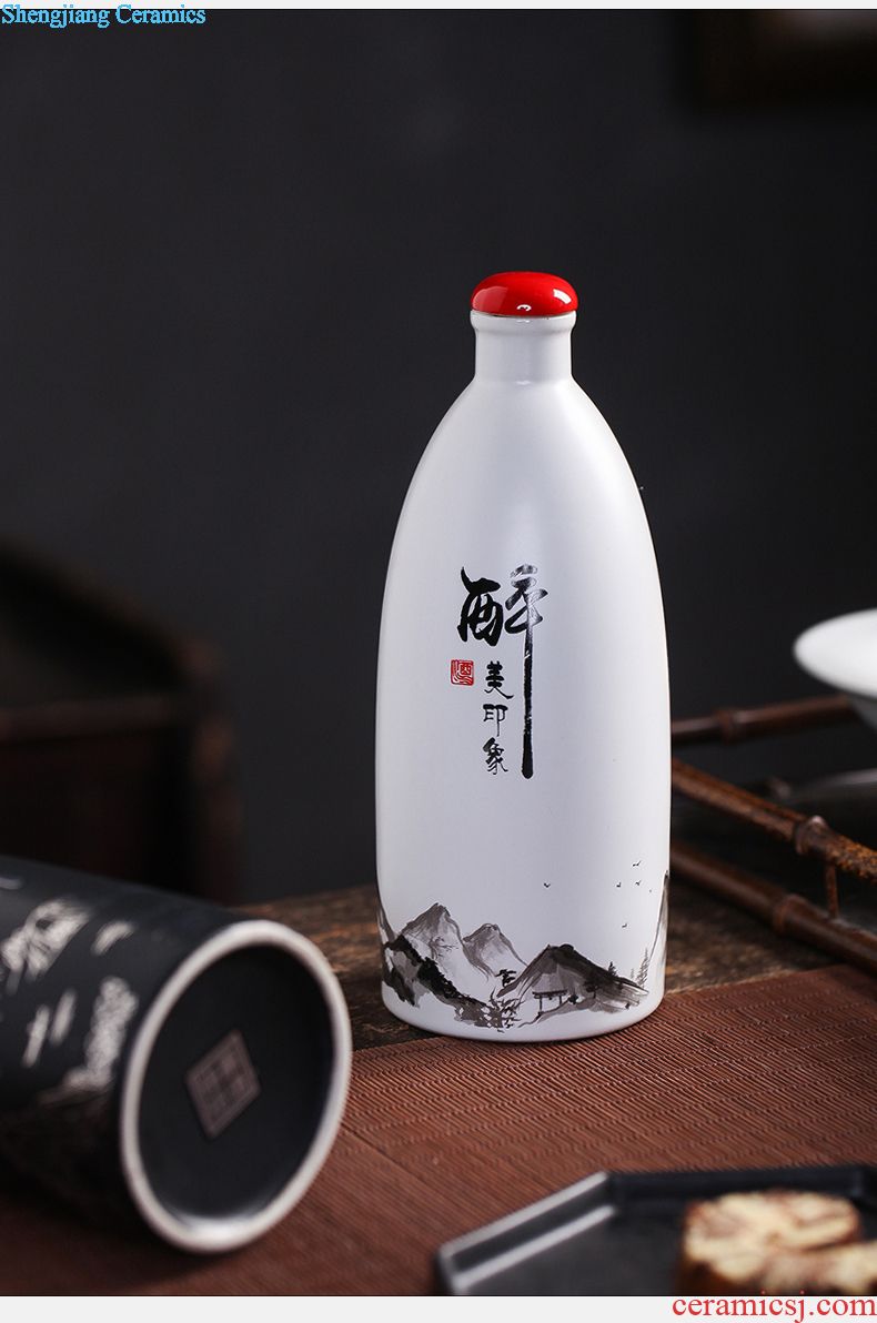Ceramic bottle wine jars 1 catty put bottle suit an empty bottle seal jingdezhen liquor furnishing articles hip flask