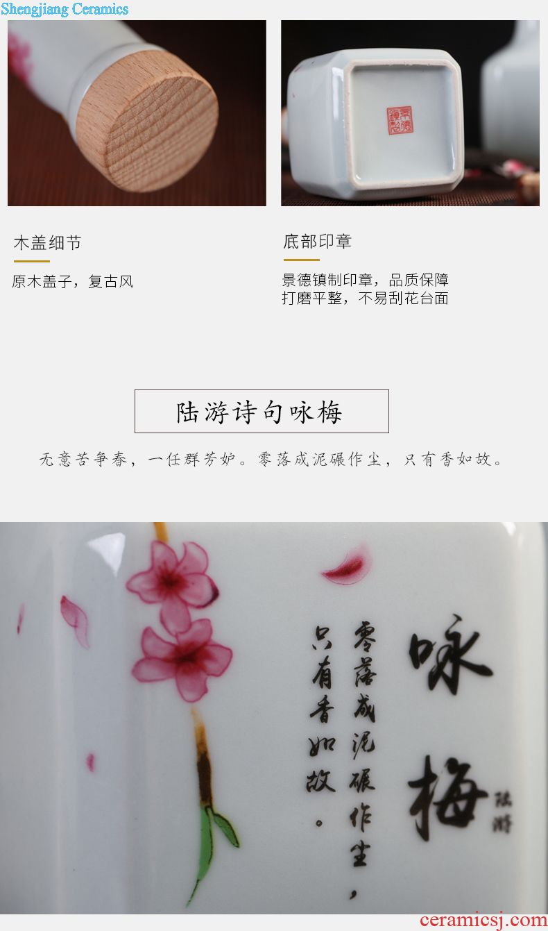 Jingdezhen ceramic barrel 25 kg ricer box storage tank brewing tea cake cylinder cylinder cylinder tank household
