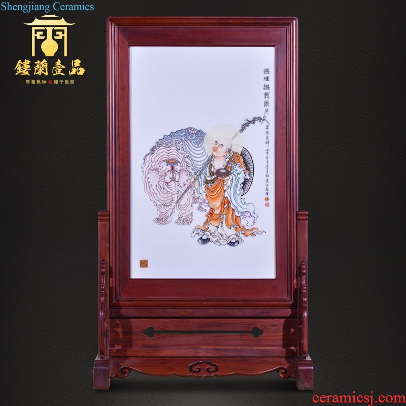 Jingdezhen ceramics hand-painted lotus scenery gold porcelain plate painter sitting room adornment background wall hanging in furnishing articles