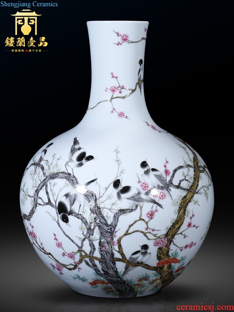 Jingdezhen ceramics hand-painted pastel dry flower vases, Chinese style household decorative arts and crafts collection TV ark furnishing articles