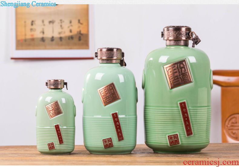 Jingdezhen ceramic bottle 5 jins of creative household seal wine archaize liquor empty bottle SanJiu jars
