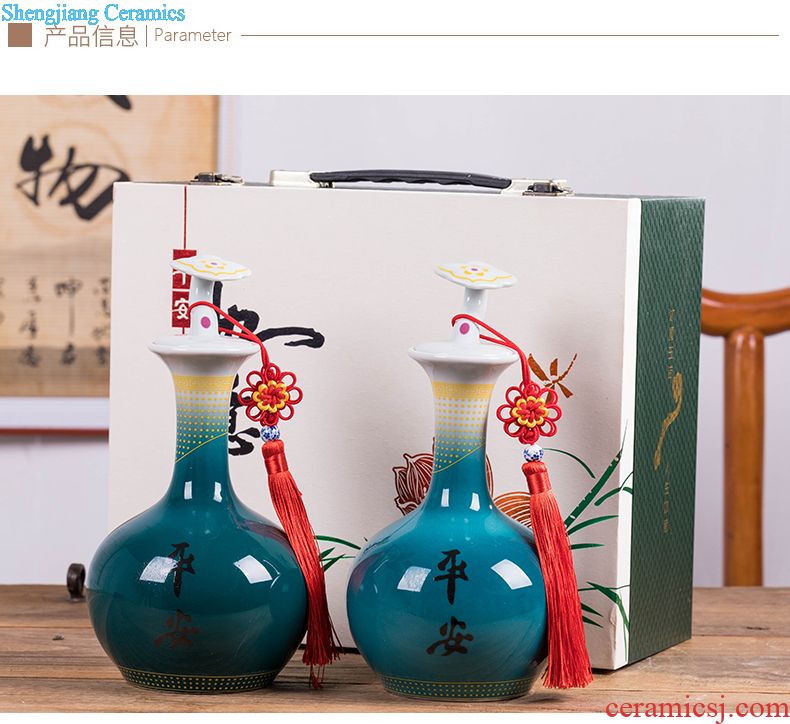 Jingdezhen porcelain 5 jins of hand-painted ceramic foam bottle 5 jins of jars hip flask with long youligong bottle